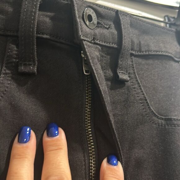 Rag & Bone Black Skinny Jeans w White Faux Leather Stripes on side, Size 24 - Picture 6 of 12